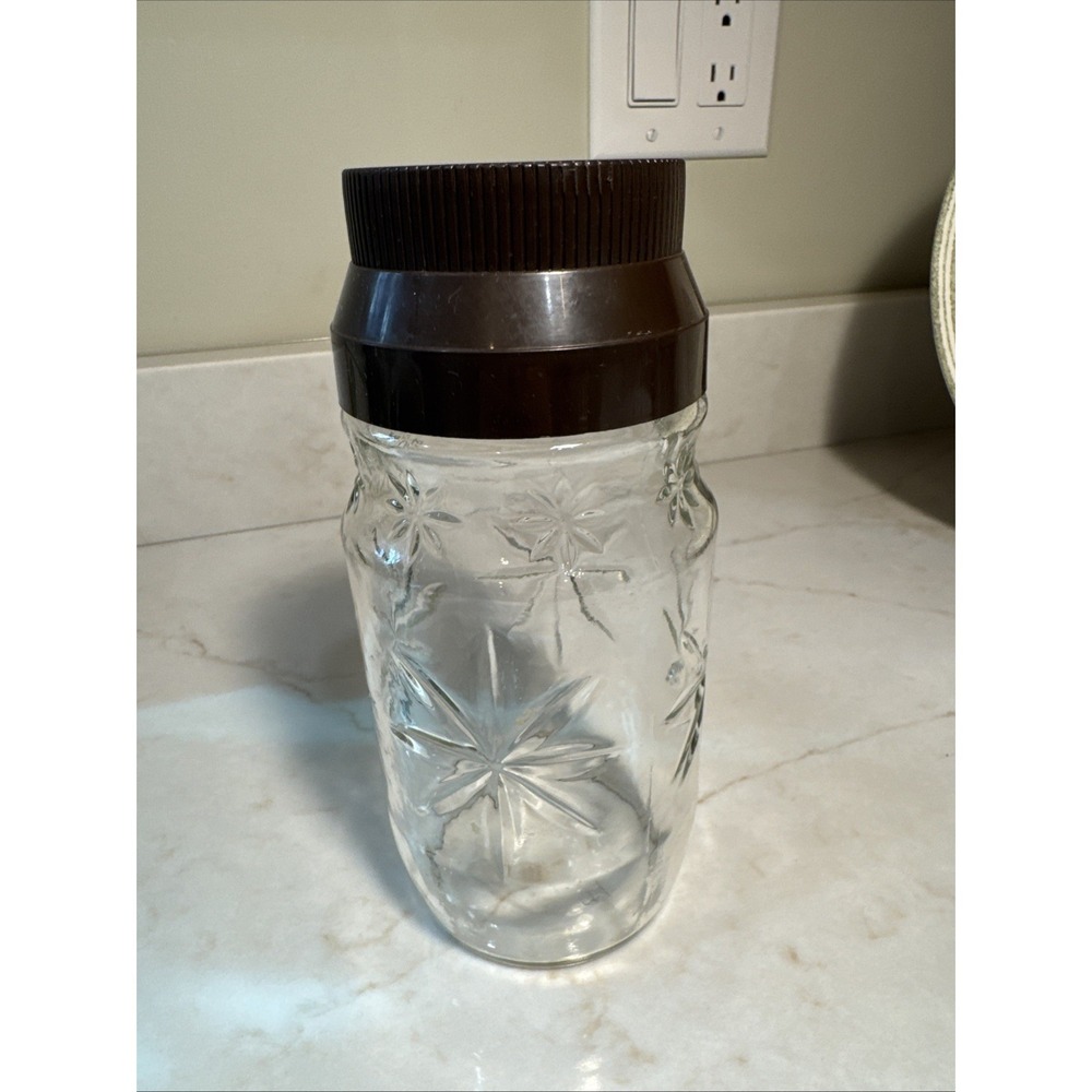 Anchor Hocking Starburst Sanka Coffee Glass Jar w/ Lid Coffee Jar Vintage